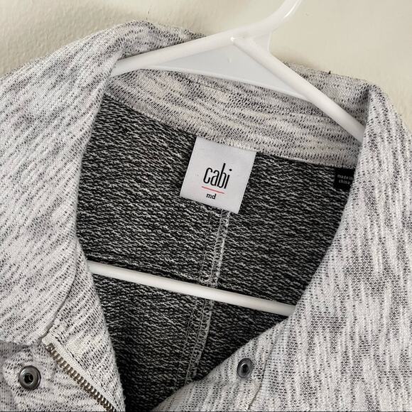 Cabi Neo Moto Jacket Womens Medium Heather Gray French Terry Zip Up Casual Biker - Picture 4 of 12